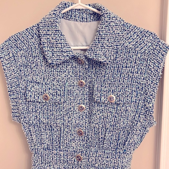 Blue Tweed Dress - never worn. Small - Picture 2 of 12